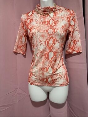 Mango Coral Snake-Print Short Sleeve Top